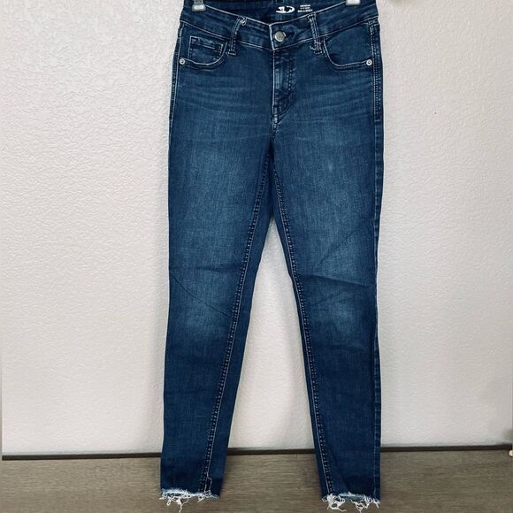 Old Navy Rockstar Dark Skinny Cropped Ankle Cutoff Denim Jeans 0 - Picture 1 of 4